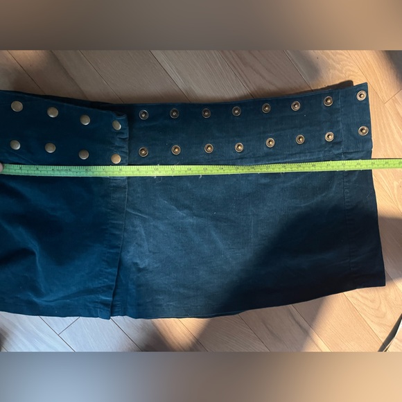 Dark Teal Corduroy Mini Skirt with Studded Waist adjustable - Picture 11 of 11